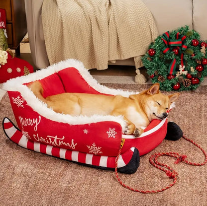 Christmas Plush Sled Dog/Cat Bed