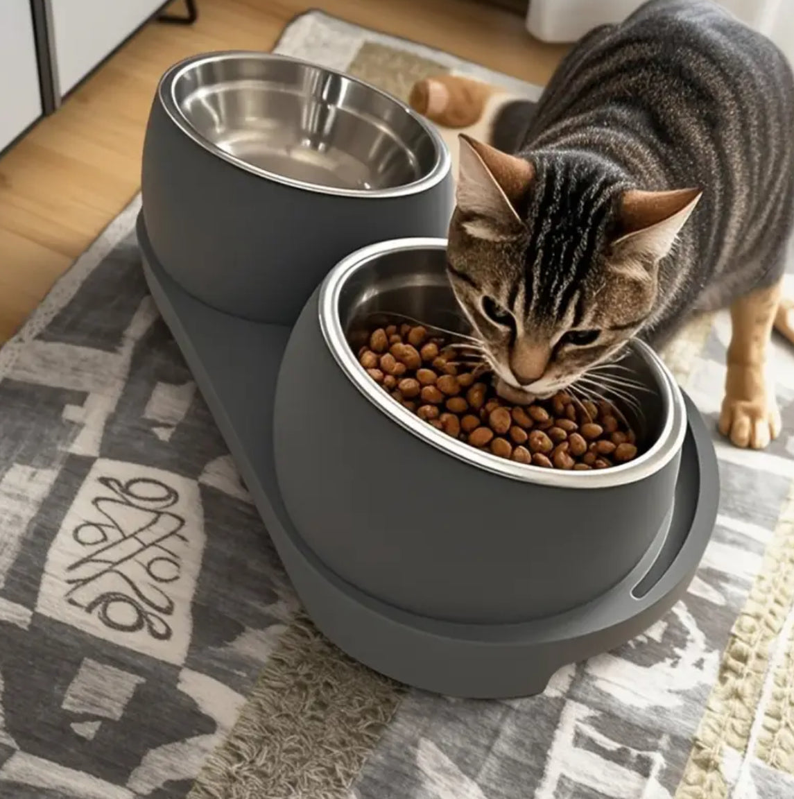Elevated Double Pet Food & Water Bowl