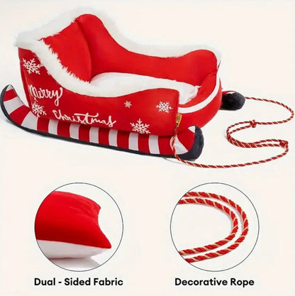 Christmas Plush Sled Dog/Cat Bed